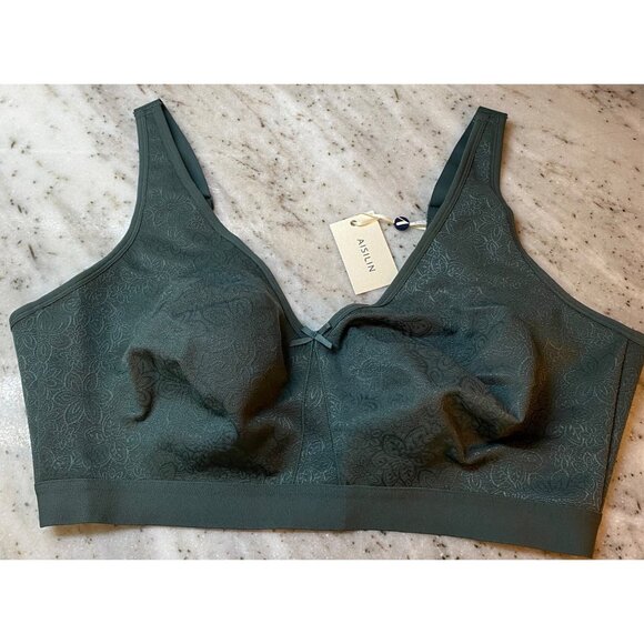 AISILIN Women Bra Plus Size 42F Wireless Unlined Thyme Green W6368 NO PADDING - Picture 1 of 4